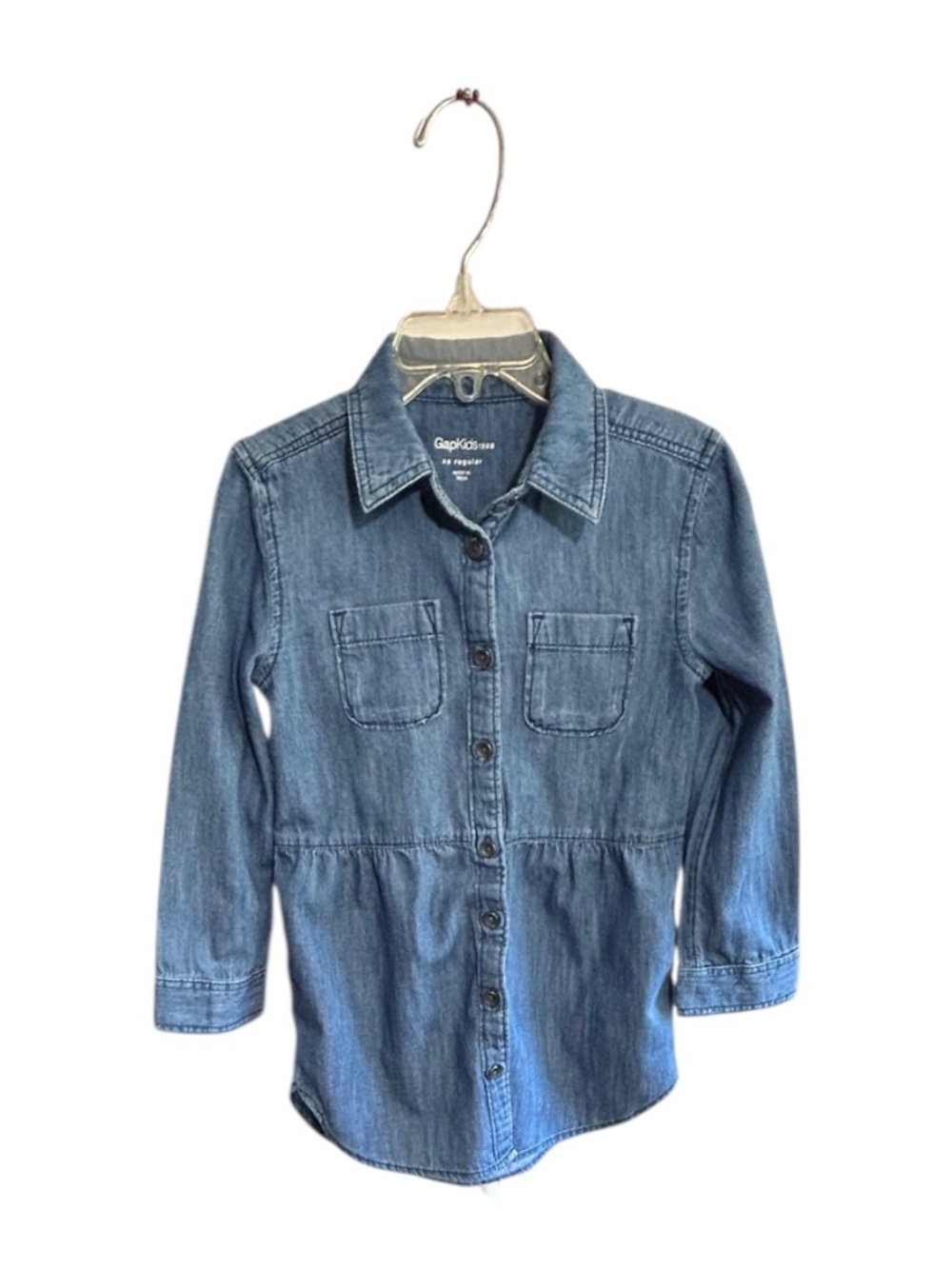 Gap Kids 1969 Girls Blue Chambray Long Sleeve Dress-Size XS